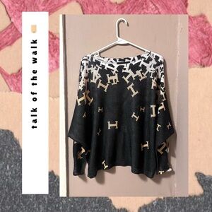 (top) 🏷️🆕🎉 Hermès-like black ombre & gold knit dolman batwing top